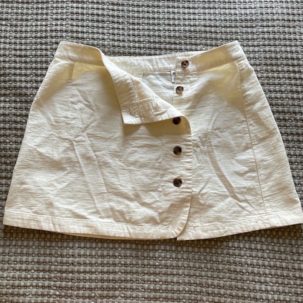 NWOT BP White Linen Button Front Skirt